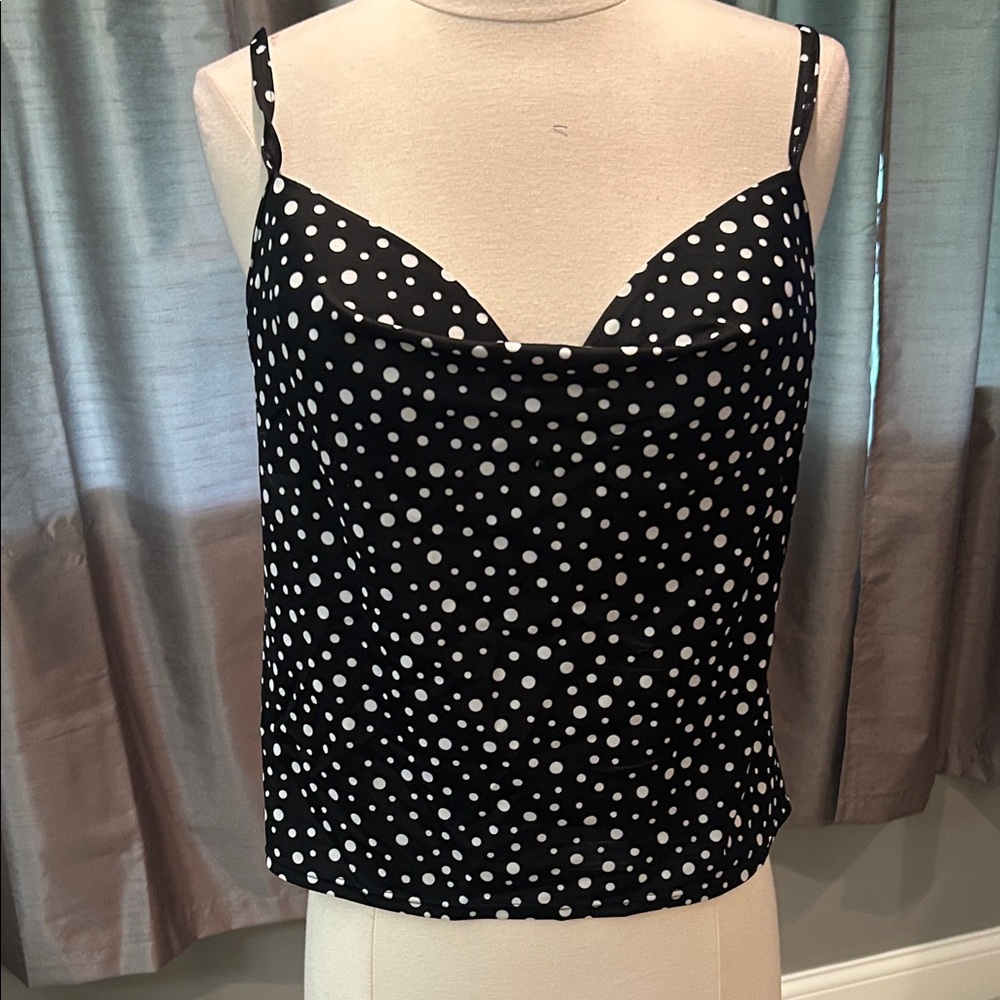 Victoria's Secret Black and White Polka Dot Swim Tankini Top size 38C